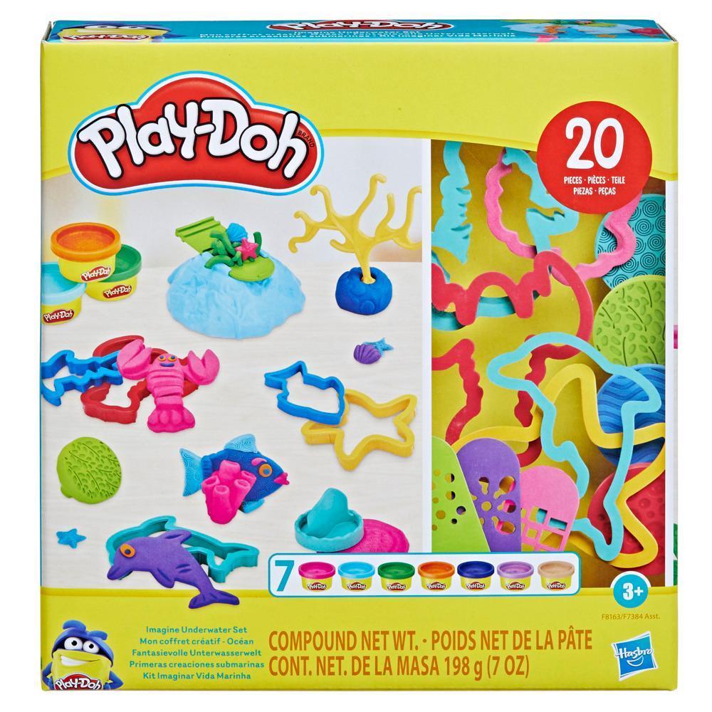 Play-Doh Imagine Underwater Playset with 20 tools and 7 cans of assorted colors
