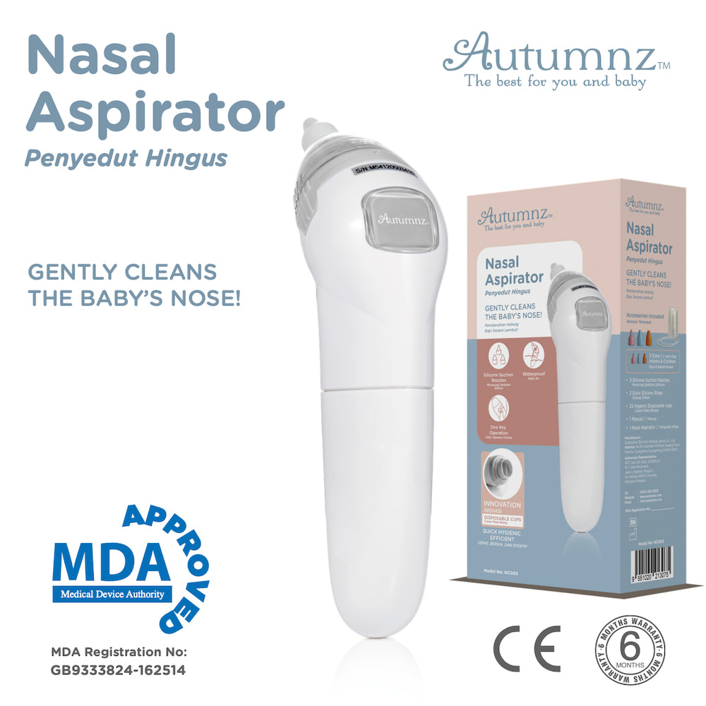 Autumnz Nasal Aspirator | MDA Approved | Soft Silicone Suction | Penyedut Hingus Bayi
