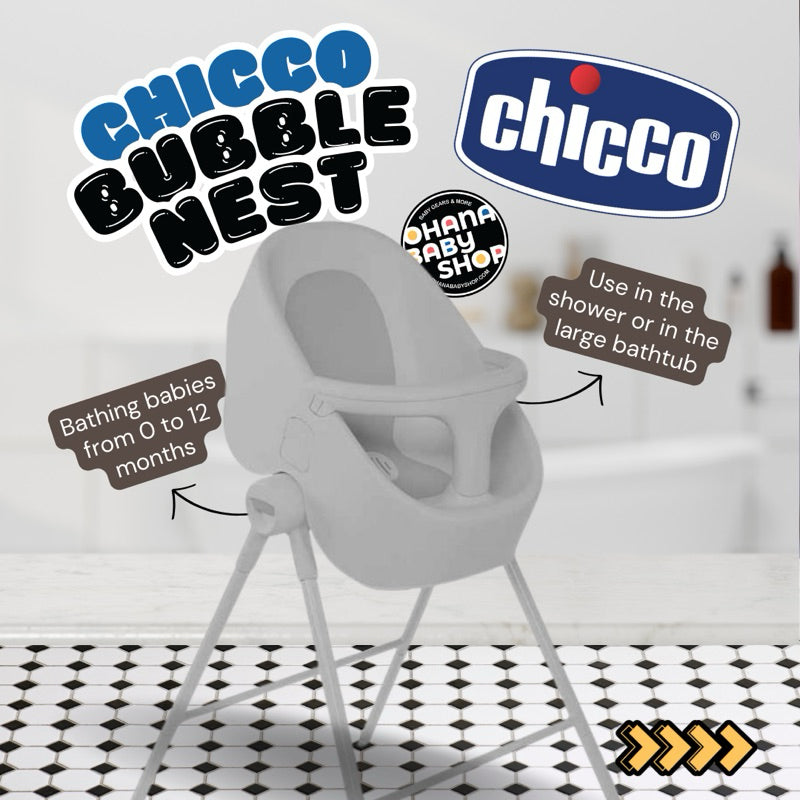 Chicco Bubble Nest Bath Tub with Stand | Reclining Baby Bath Tub Cool Grey