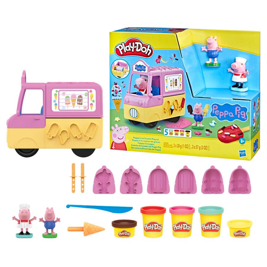 Play-Doh Peppa's Ice Cream Playset with 13 tools and 5 assorted cans